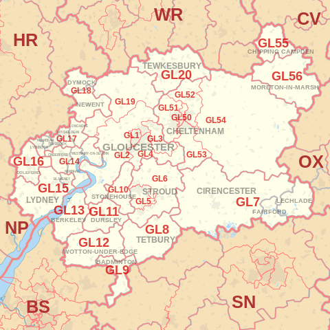 GL Postcode Area Map